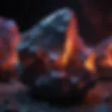Fluorescent mineral glowing under black light